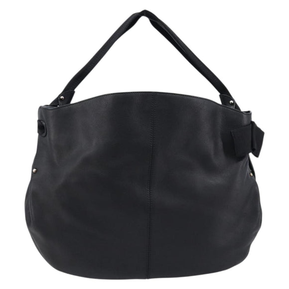 Salvatore Ferragamo Vala Shoulder Bag Leather Black Gold Auth ar14462A