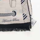 HERMES Stole Cashmere ”Colliers de Imprimeur” Beige Auth ar14469M-4