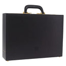 LOEWE Attache Case Briefcase Leather Black Gold Auth ar14470-1