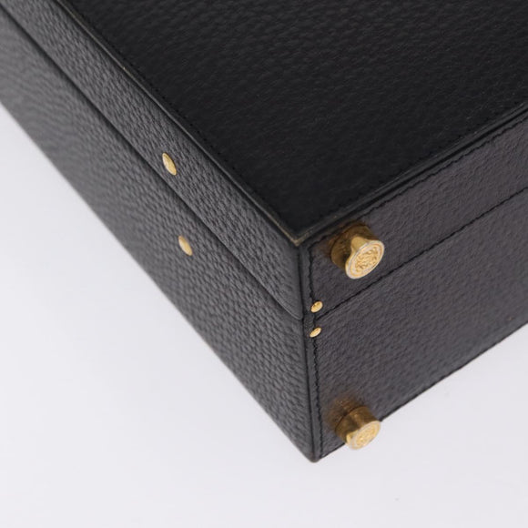 LOEWE Attache Case Briefcase Leather Black Gold Auth ar14470