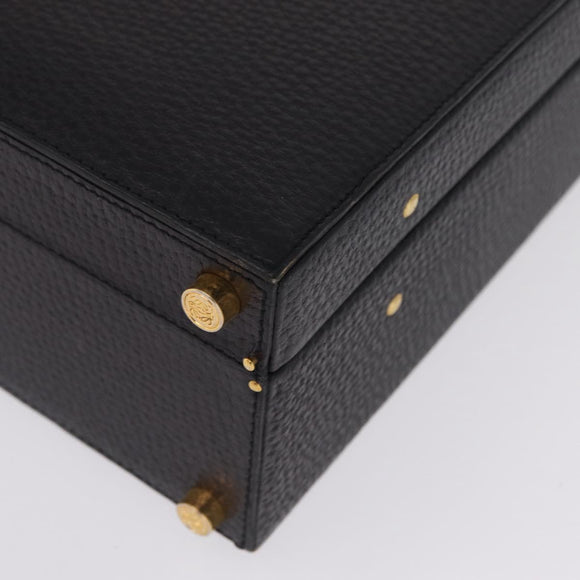 LOEWE Attache Case Briefcase Leather Black Gold Auth ar14470