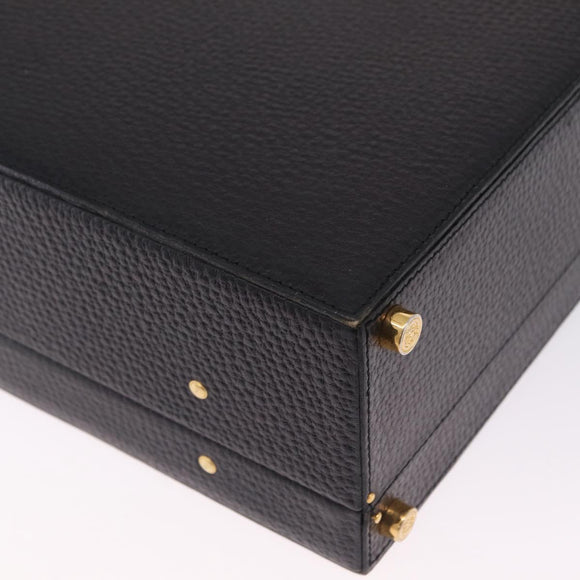 LOEWE Attache Case Briefcase Leather Black Gold Auth ar14470
