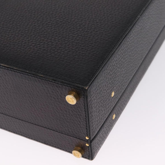 LOEWE Attache Case Briefcase Leather Black Gold Auth ar14470