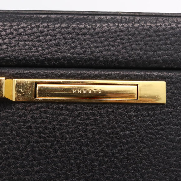 LOEWE Attache Case Briefcase Leather Black Gold Auth ar14470