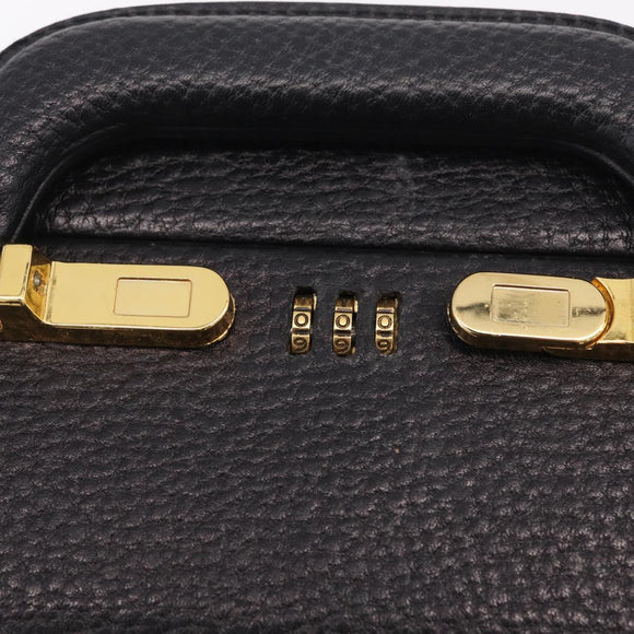 LOEWE Attache Case Briefcase Leather Black Gold Auth ar14470