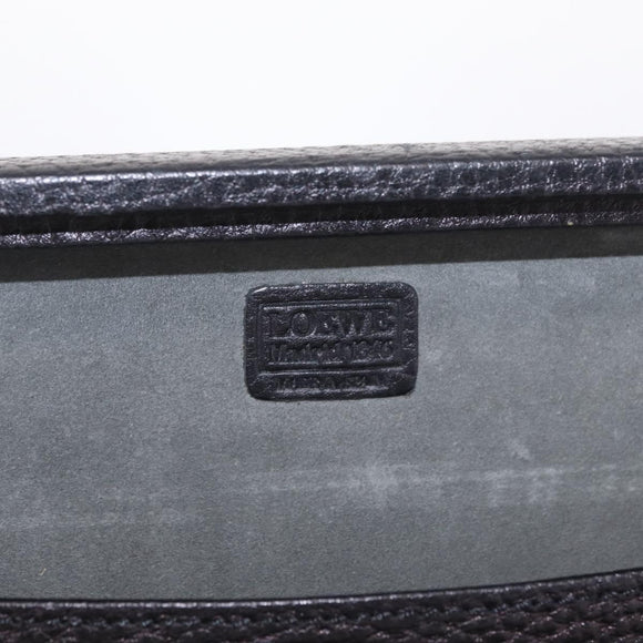 LOEWE Attache Case Briefcase Leather Black Gold Auth ar14470
