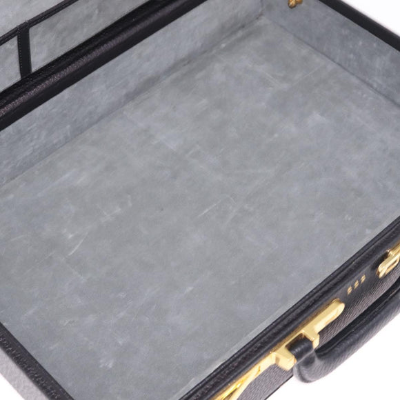 LOEWE Attache Case Briefcase Leather Black Gold Auth ar14470