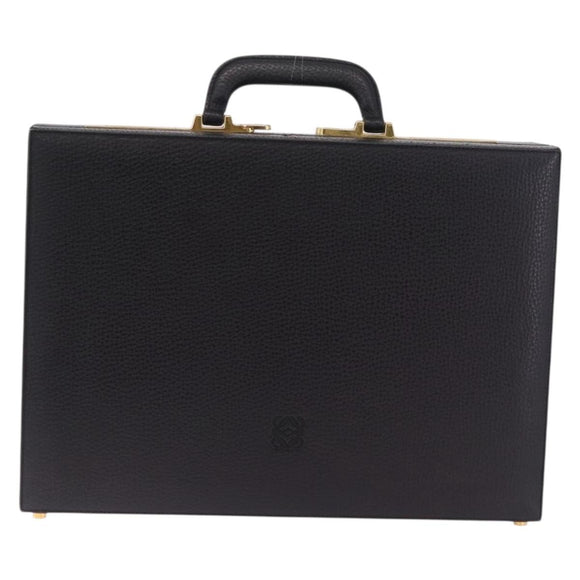 LOEWE Attache Case Briefcase Leather Black Gold Auth ar14470