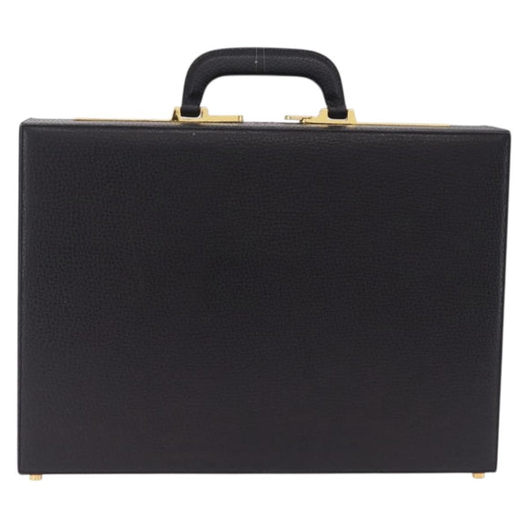 LOEWE Attache Case Briefcase Leather Black Gold Auth ar14470