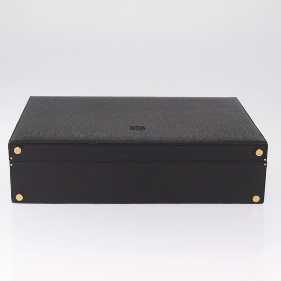 LOEWE Attache Case Briefcase Leather Black Gold Auth ar14470