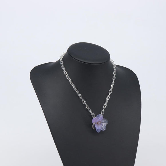 CHANEL Camelia Necklace plastic Clear CC Auth ar14476V