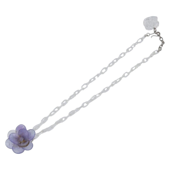 CHANEL Camelia Necklace plastic Clear CC Auth ar14476V