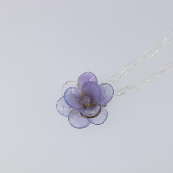 CHANEL Camelia Necklace plastic Clear CC Auth ar14476V
