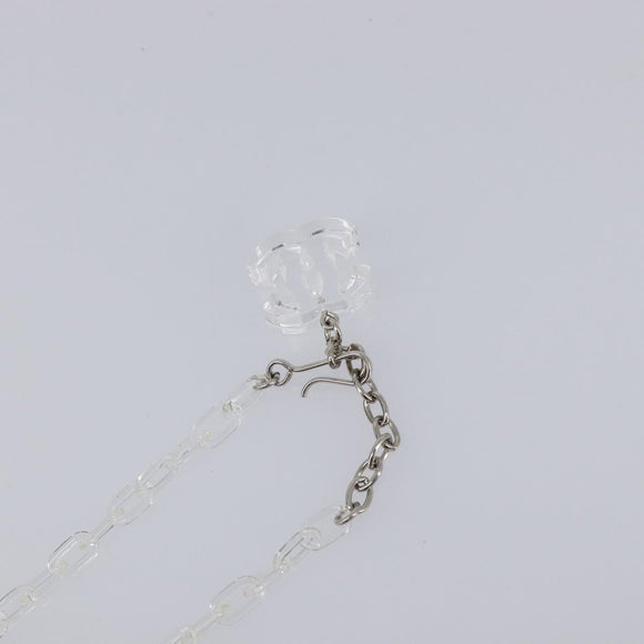 CHANEL Camelia Necklace plastic Clear CC Auth ar14476V