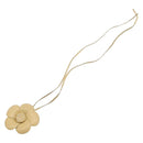 CHANEL Camelia Necklace Leather Beige CC Auth ar14477-2