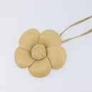CHANEL Camelia Necklace Leather Beige CC Auth ar14477-3
