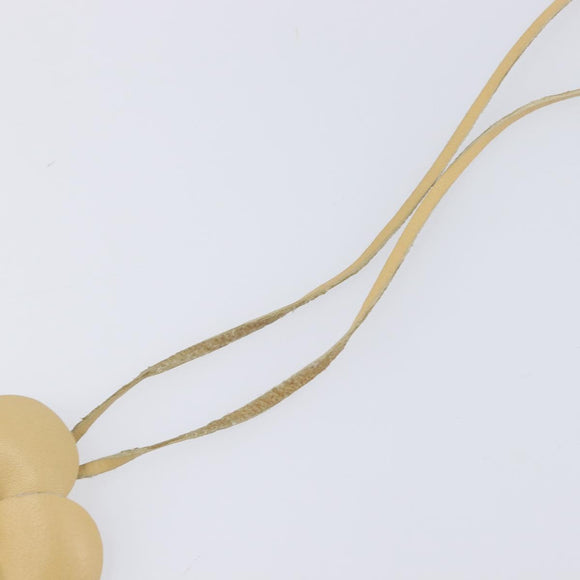 CHANEL Camelia Necklace Leather Beige CC Auth ar14477
