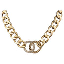 CHANEL Rhinestone Necklace metal Gold CC Auth ar14478M-1