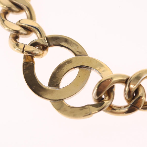 CHANEL Rhinestone Necklace metal Gold CC Auth ar14478M