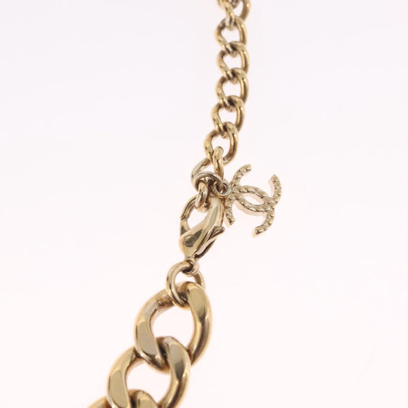 CHANEL Rhinestone Necklace metal Gold CC Auth ar14478M