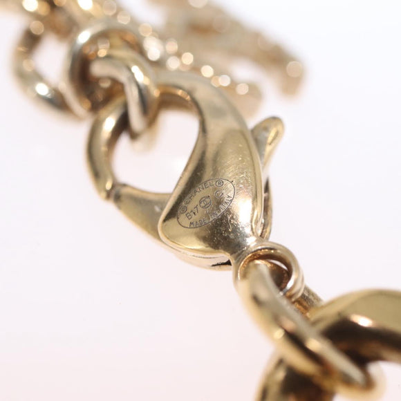CHANEL Rhinestone Necklace metal Gold CC Auth ar14478M
