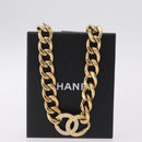 CHANEL Rhinestone Necklace metal Gold CC Auth ar14478M-18