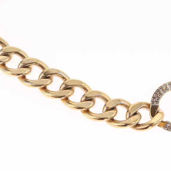 CHANEL Rhinestone Necklace metal Gold CC Auth ar14478M