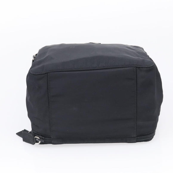 PRADA Vanity Hand Bag Nylon Black Silver Auth ar14508