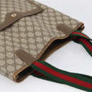 GUCCI GG Supreme Web Sherry Line Tote Bag PVC Beige Gold 39 02 003 Auth ar14510-6