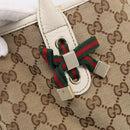GUCCI GG Canvas Web Sherry Line Tote Bag Beige Gold 163805 Auth ar14529V-14