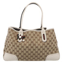 GUCCI GG Canvas Web Sherry Line Tote Bag Beige Gold 163805 Auth ar14529V-2