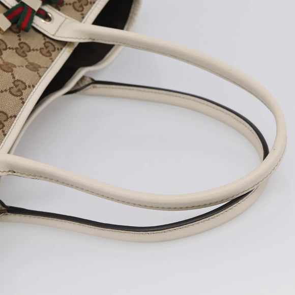 GUCCI GG Canvas Web Sherry Line Tote Bag Beige Gold 163805 Auth ar14529V