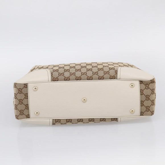 GUCCI GG Canvas Web Sherry Line Tote Bag Beige Gold 163805 Auth ar14529V