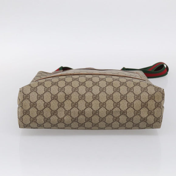 GUCCI GG Supreme Web Sherry Line Bag PVC Beige Gold 002 123 6487 Auth ar14530
