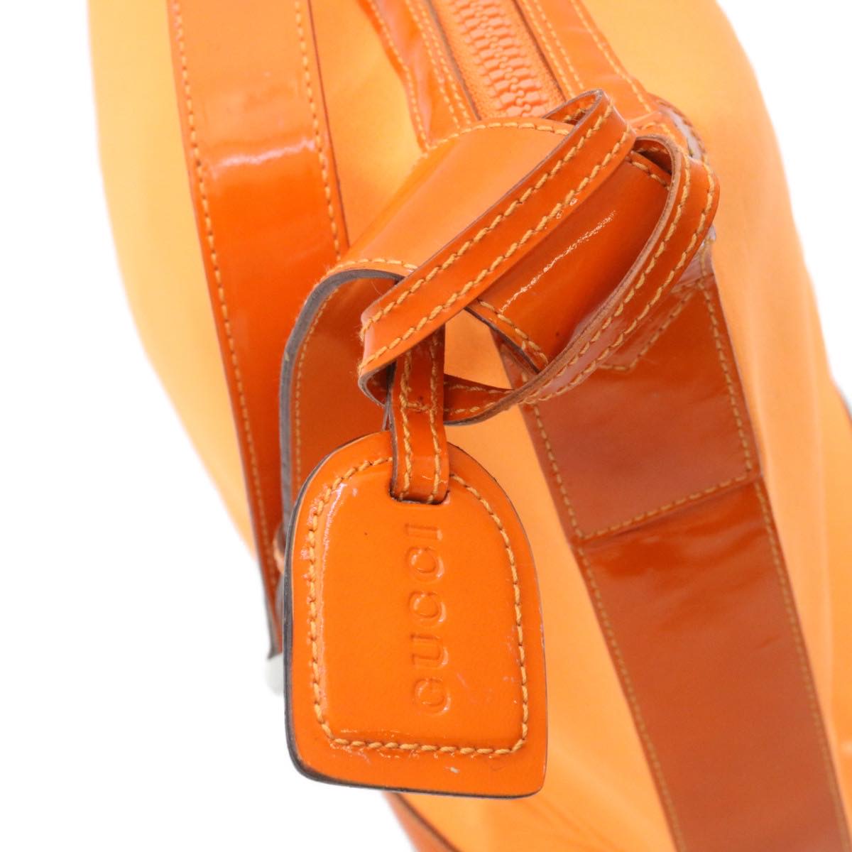 GUCCI Bamboo Shoulder Bag Nylon Enamel Orange Auth ar2074