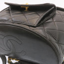 CHANEL Matelasse Backpack Leather Black Gold Tone CC Auth ar4662M-14