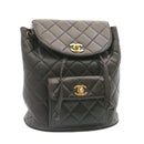 CHANEL Matelasse Backpack Leather Black Gold Tone CC Auth ar4662M-1