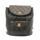 CHANEL Matelasse Backpack Leather Black Gold Tone CC Auth ar4662AM-2