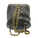 CHANEL Matelasse Backpack Leather Black Gold Tone CC Auth ar4662M-3