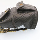 CHANEL Matelasse Backpack Leather Black Gold Tone CC Auth ar4662M-4