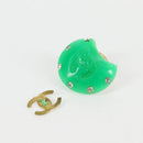 CHANEL Clip-on Earring Gold Tone Green CC Auth ar4783-11