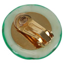 CHANEL Clip-on Earring Gold Tone Green CC Auth ar4783-3
