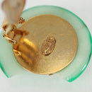 CHANEL Clip-on Earring Gold Tone Green CC Auth ar4783-9