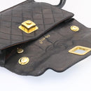 CHANEL Matelasse Shoulder Bag Lamb Skin Black Gold CC Auth ar5310A-9
