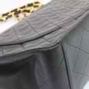 CHANEL Big Matelasse34 Turn Lock Chain Bag Lamb Skin Black Gold CC Auth ar5950SAV-11