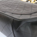 CHANEL Big Matelasse34 Turn Lock Chain Bag Lamb Skin Black Gold CC Auth ar5950SAV-12