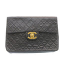 CHANEL Big Matelasse34 Turn Lock Chain Bag Lamb Skin Black Gold CC Auth ar5950SAV-2