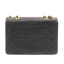 CHANEL Big Matelasse34 Turn Lock Chain Bag Lamb Skin Black Gold CC Auth ar5950SAV-3