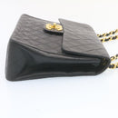 CHANEL Big Matelasse34 Turn Lock Chain Bag Lamb Skin Black Gold CC Auth ar5950SAV-5