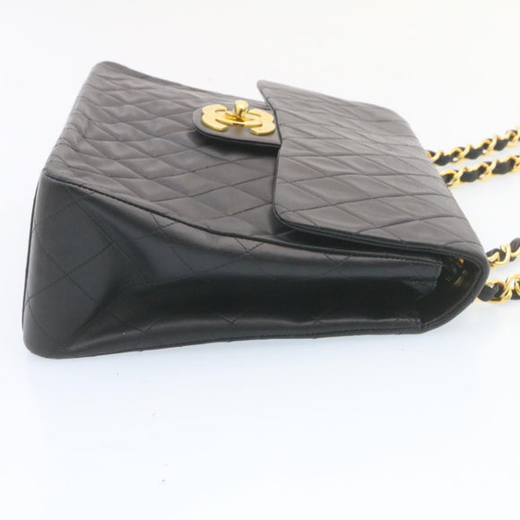 CHANEL Deca Matelasse Turn Lock Chain Shoulder Bag Lamb Skin Black CC ar5950AV
